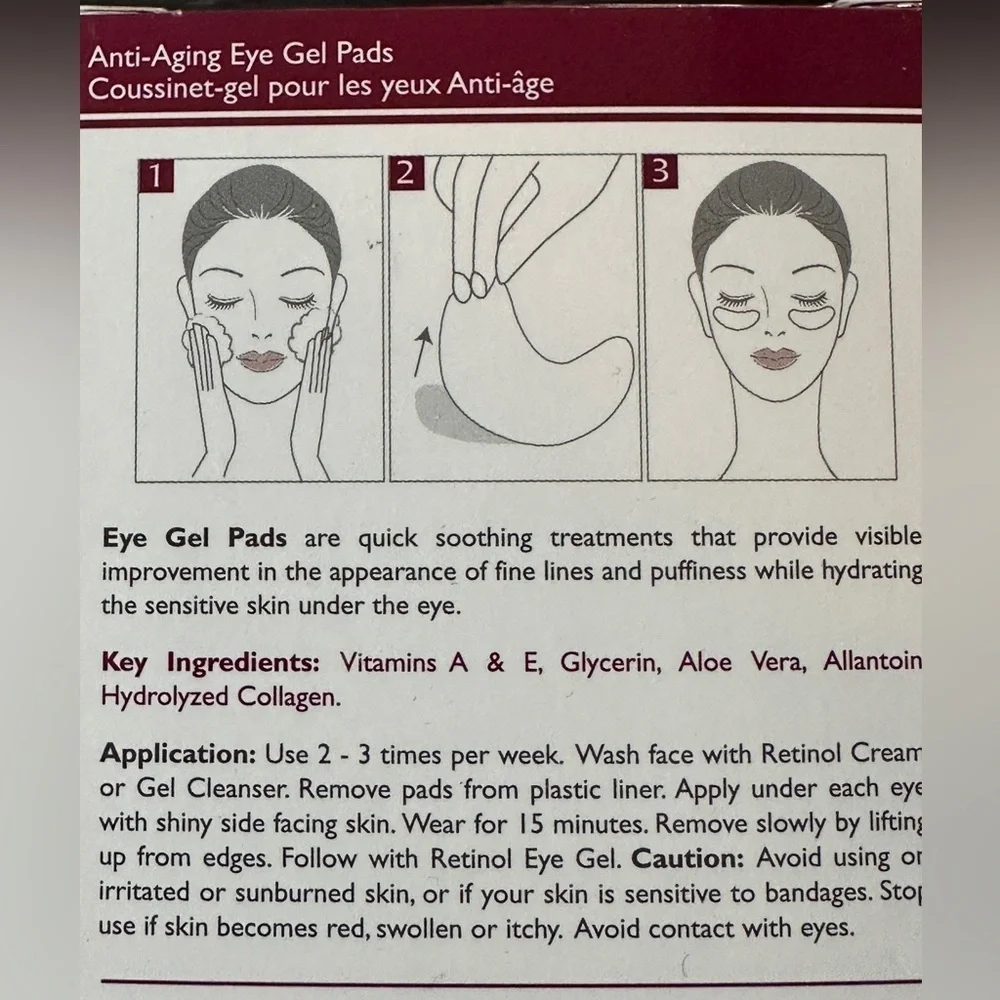 Retinol anti-aging eye gel pads.  Original  Instant De-Puff Treatment.  9 pads